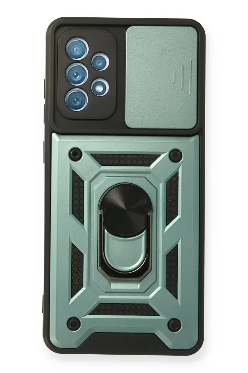 Newface Samsung Galaxy A32 Kılıf Pars Lens Yüzüklü Silikon - Yeşil