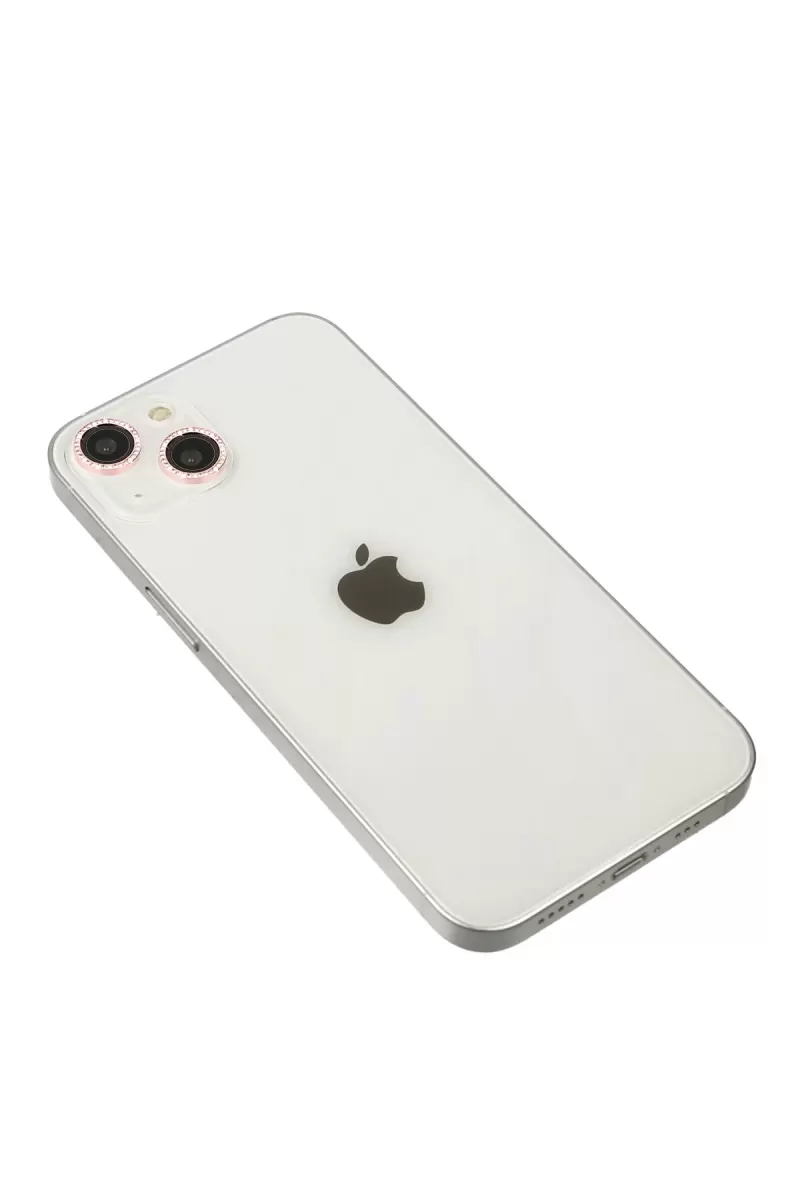 Newface Apple iPhone 14 Diamond Kamera Lens - Pembe