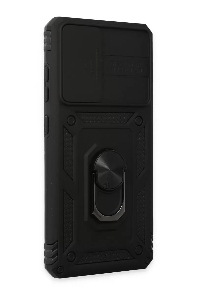 Newface Samsung Galaxy A52 Kılıf Pars Lens Yüzüklü Silikon - Siyah