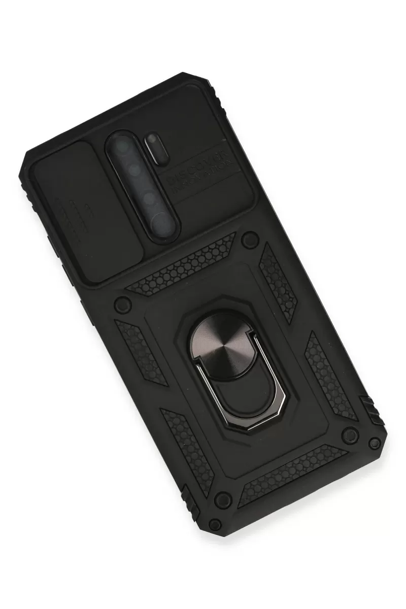 Newface Xiaomi Redmi Note 8 Pro Kılıf Pars Lens Yüzüklü Silikon - Siyah