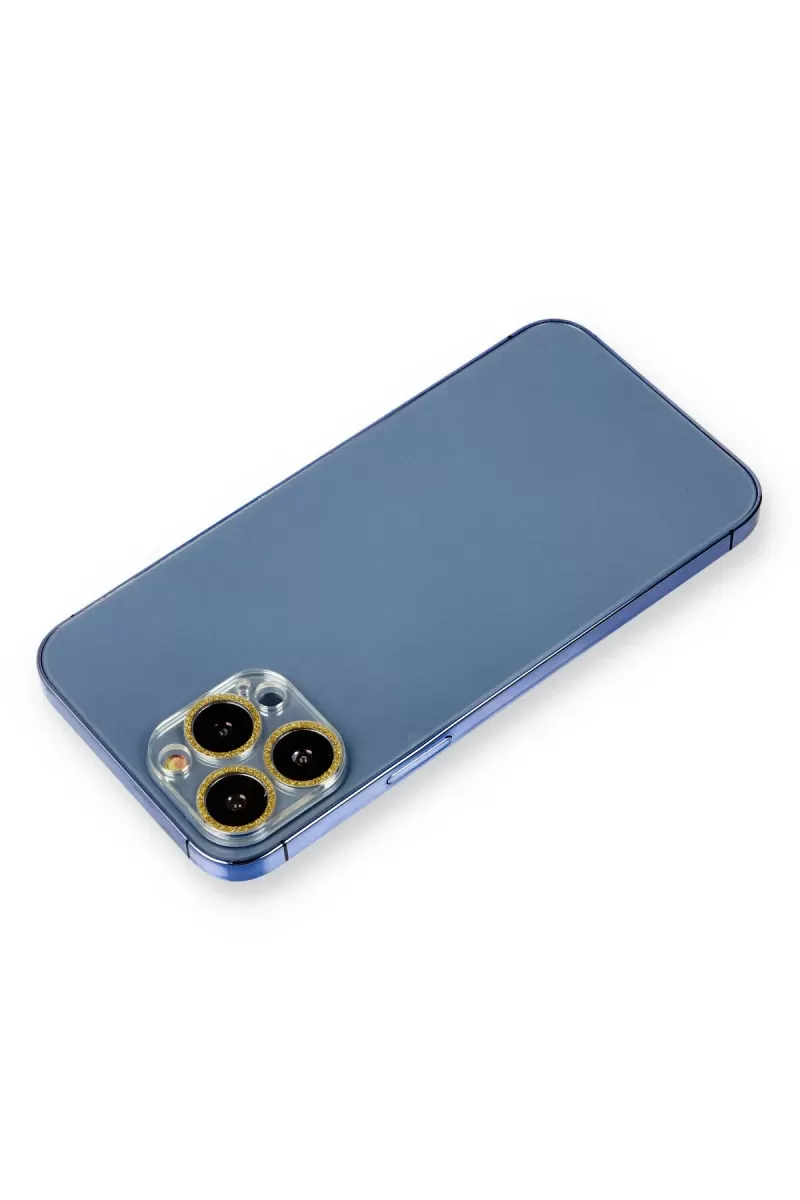 Newface Apple iPhone 12 Pro Max Shine Kamera Lens Koruma Cam - Gold