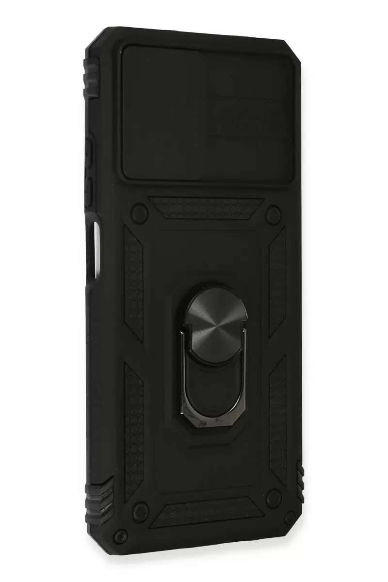 Newface Xiaomi Redmi Note 10 Kılıf Pars Lens Yüzüklü Silikon - Siyah