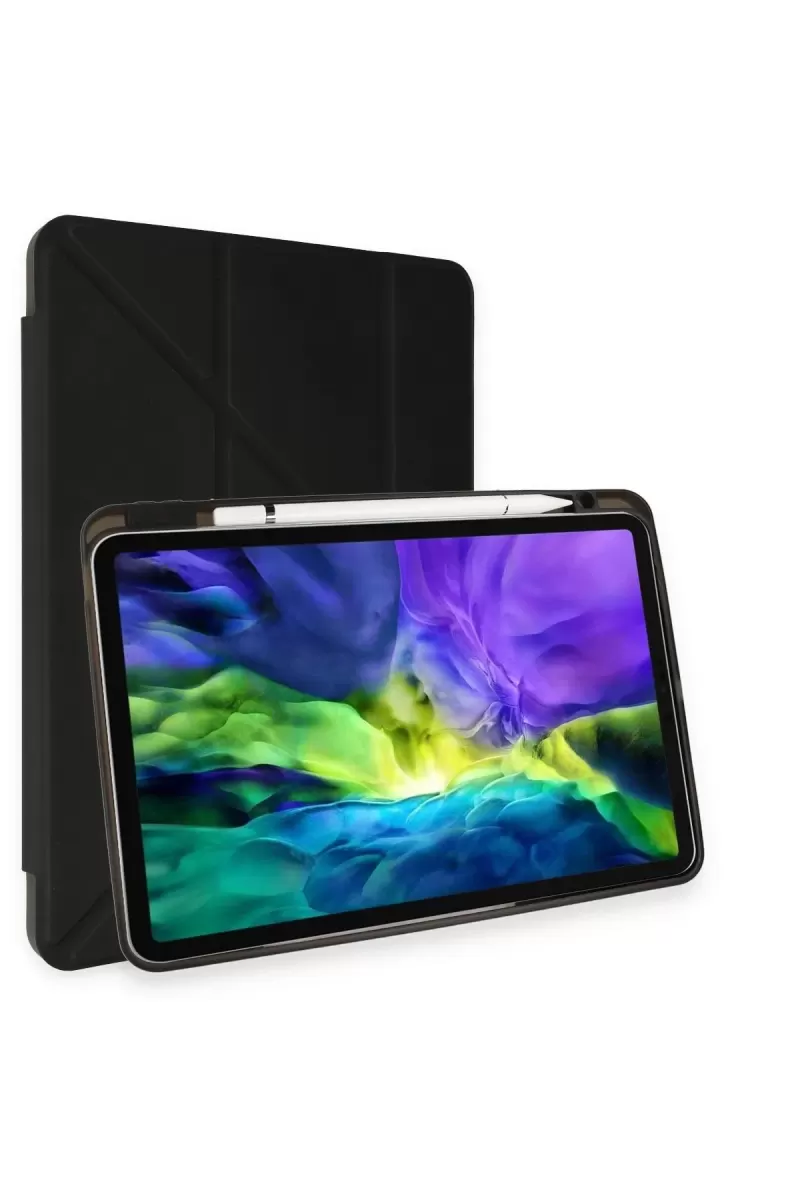 Newface Apple iPad 10.2 (8.nesil) Kılıf Kalemlikli Hugo Tablet Kılıfı - Siyah