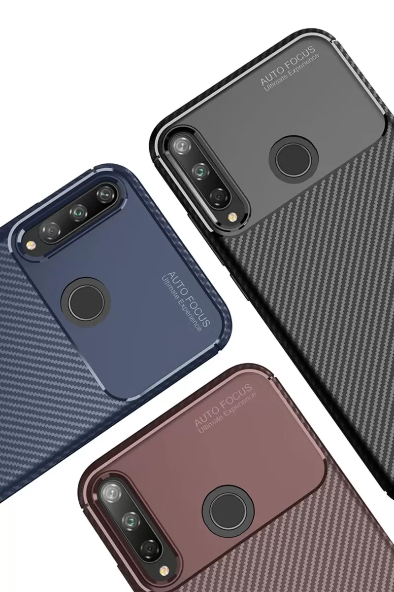 Newface Huawei P40 Lite E Kılıf Auto Focus Karbon Kapak - Siyah