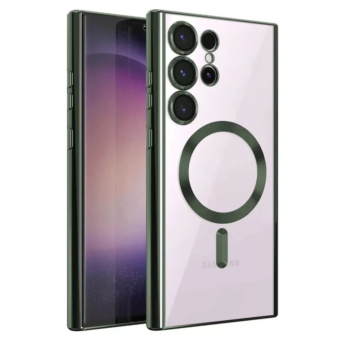Newface Samsung Galaxy S25 Ultra Kılıf Kross Magneticsafe Kapak - Koyu Yeşil
