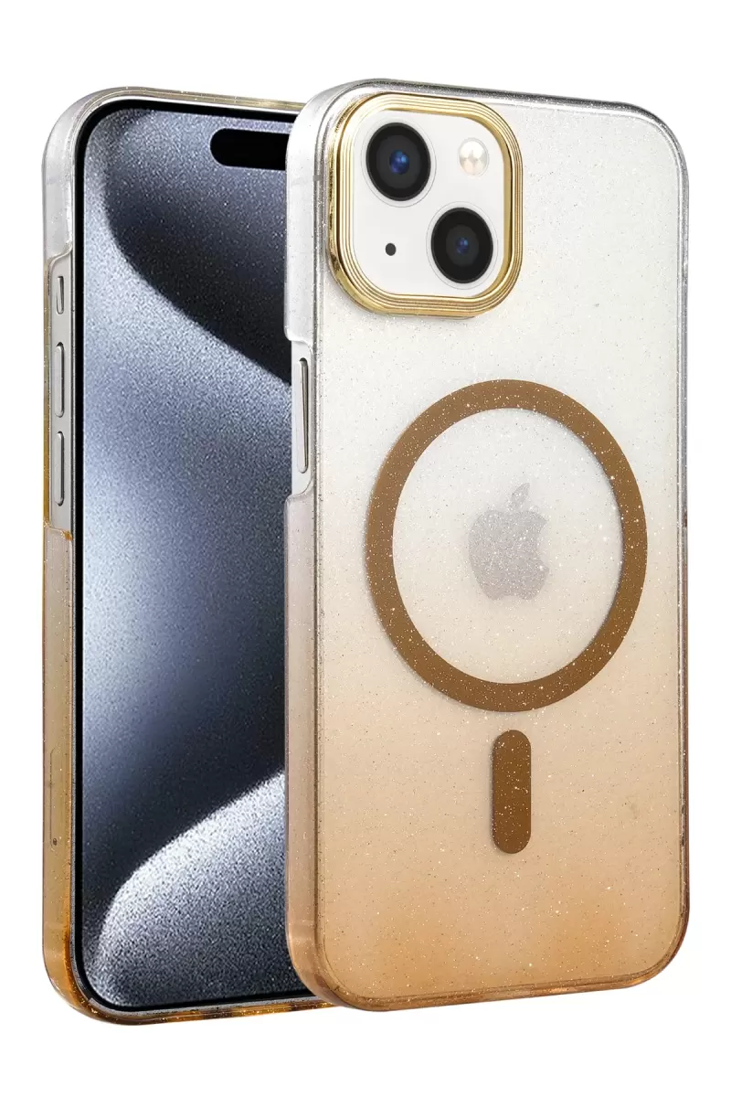 Newface Apple iPhone 15 Glossy Magsafe Kapak - Çöl Titanyum
