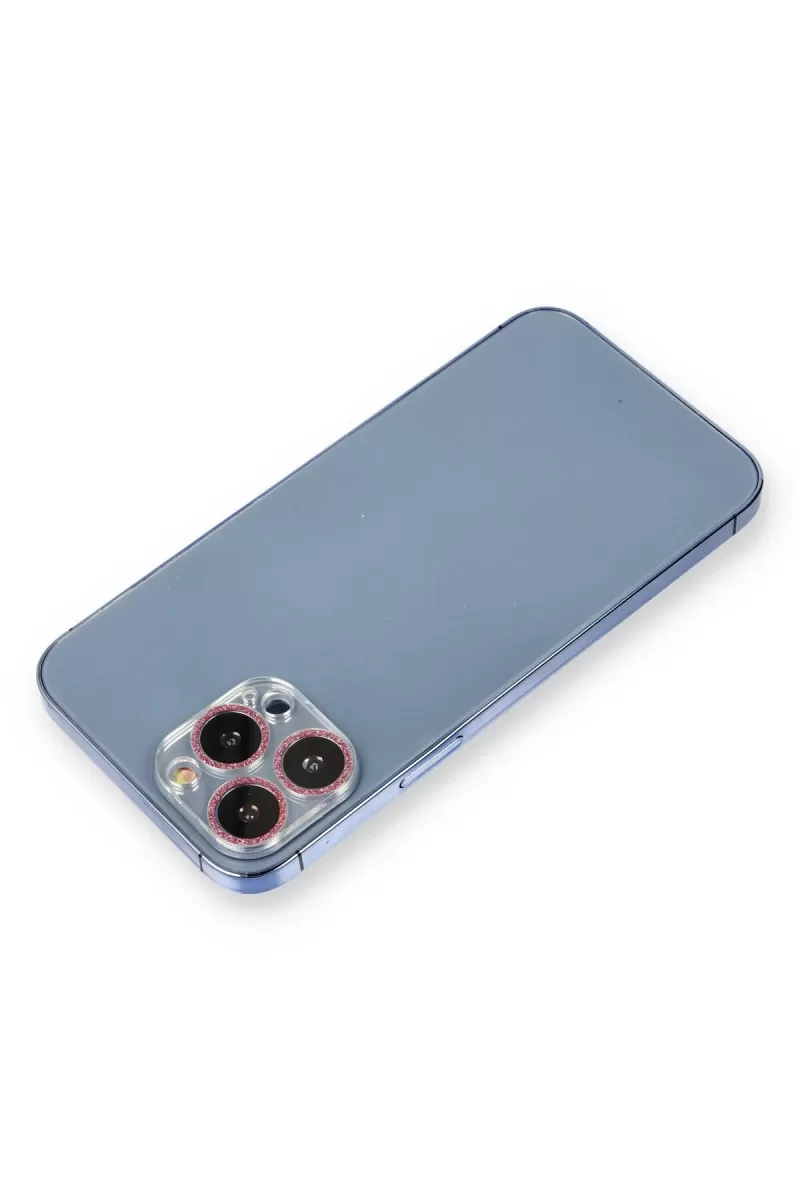 Newface Apple iPhone 13 Pro Shine Kamera Lens Koruma Cam - Pembe