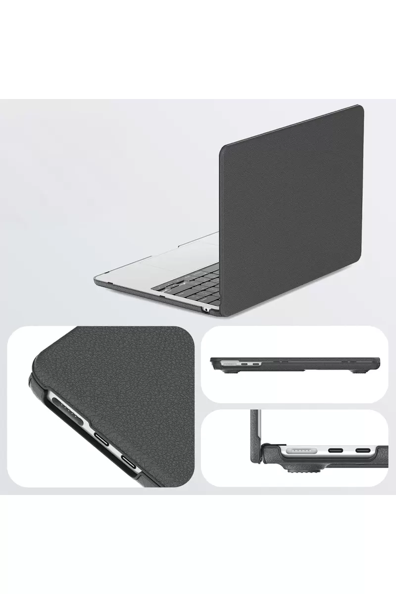 Newface Apple Macbook Air 15 2024 Macbook Deri Kapak - Gri