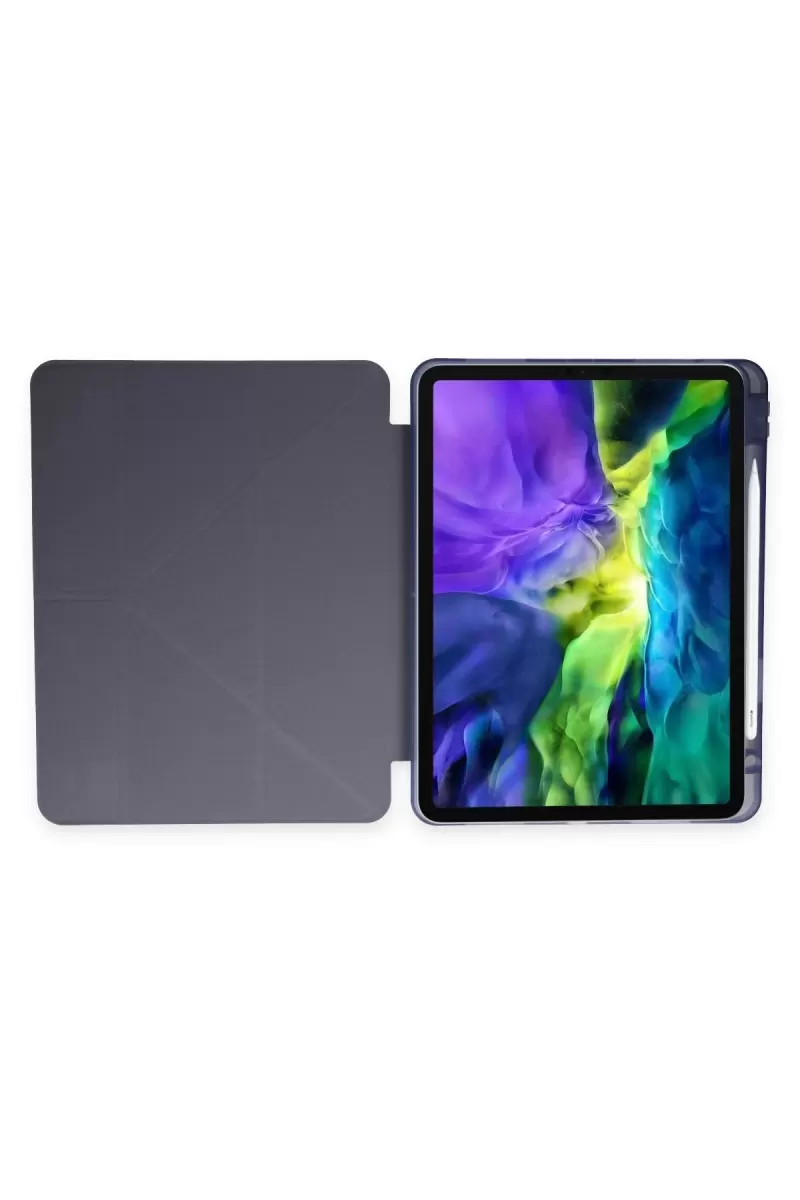 Newface Apple iPad 10.2 (8.nesil) Kılıf Kalemlikli Hugo Tablet Kılıfı - Lila