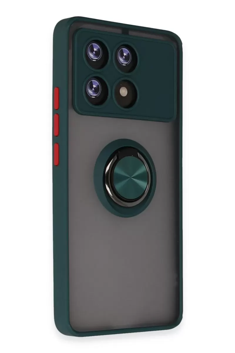 Newface Xiaomi Poco X6 Pro Kılıf Montreal Yüzüklü Silikon Kapak - Yeşil
