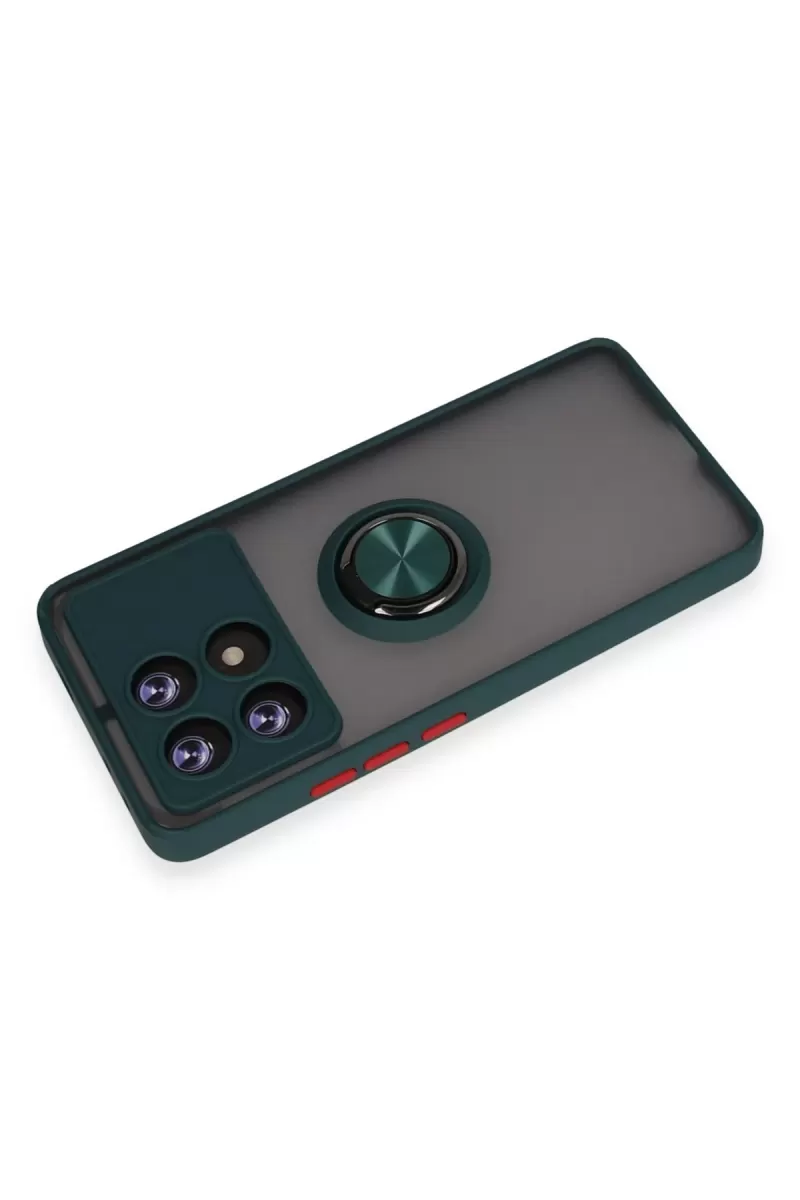 Newface Xiaomi Poco X6 Pro Kılıf Montreal Yüzüklü Silikon Kapak - Yeşil