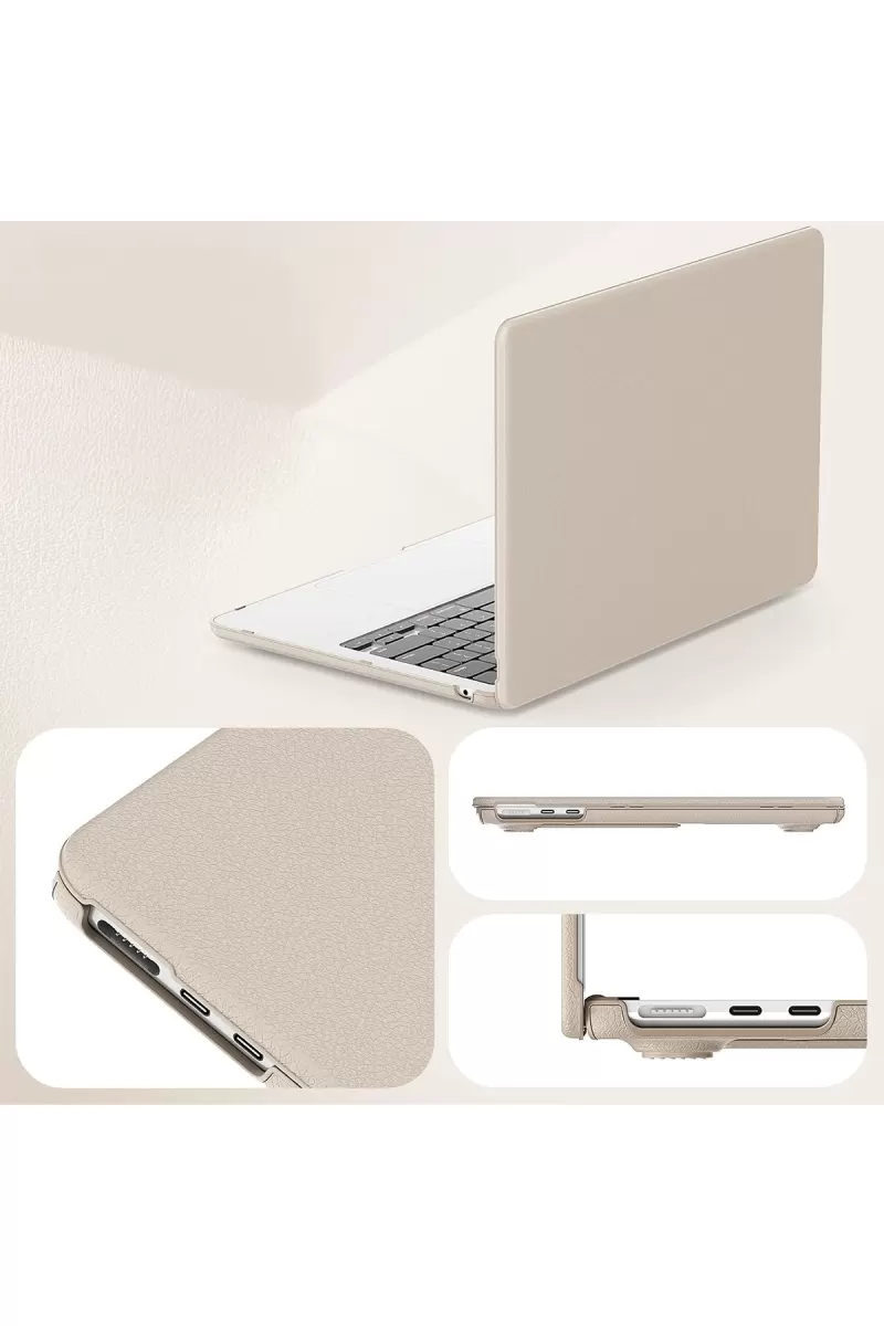 Newface Apple Macbook Air 15 2024 Macbook Deri Kapak - Gold