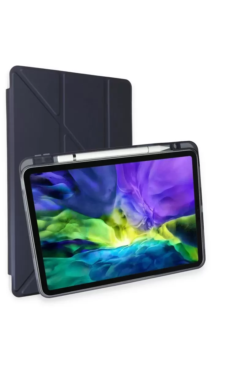 Newface Apple iPad 10.2 (8.nesil) Kılıf Kalemlikli Hugo Tablet Kılıfı - Lacivert