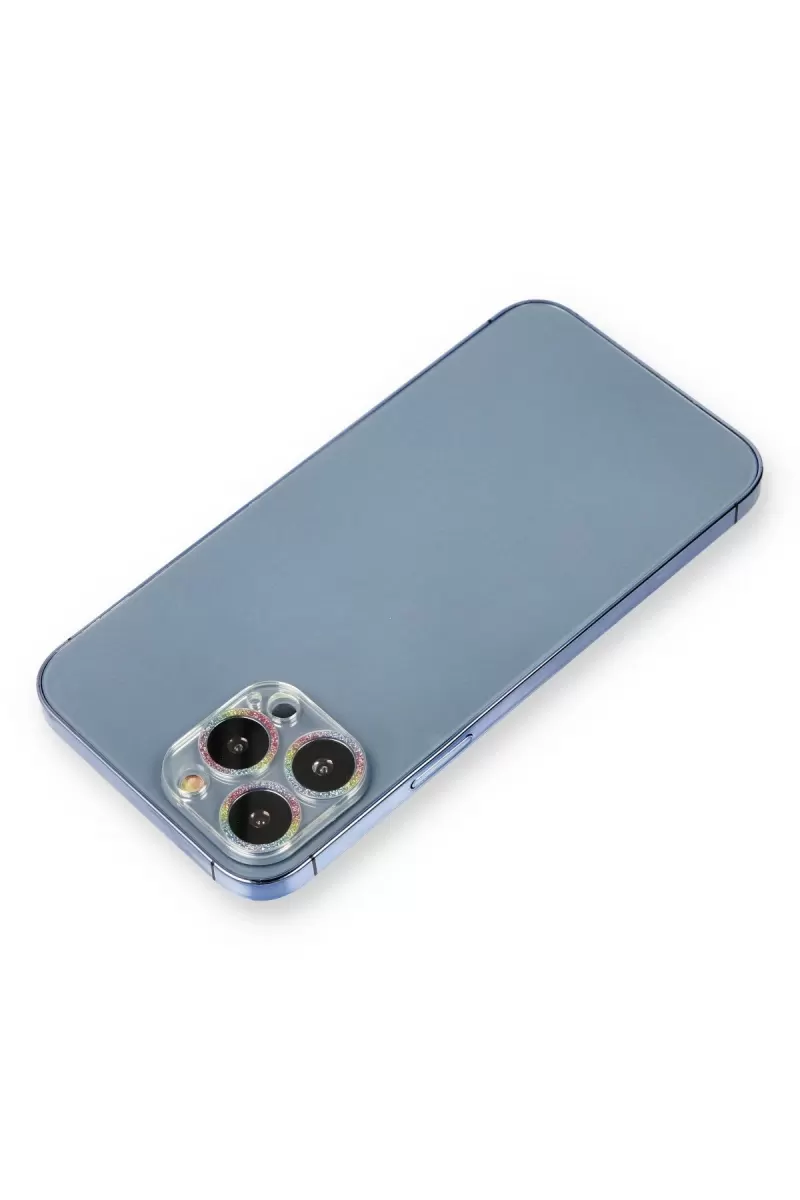 Newface Apple iPhone 13 Pro Max Shine Kamera Lens Koruma Cam - Rainbow