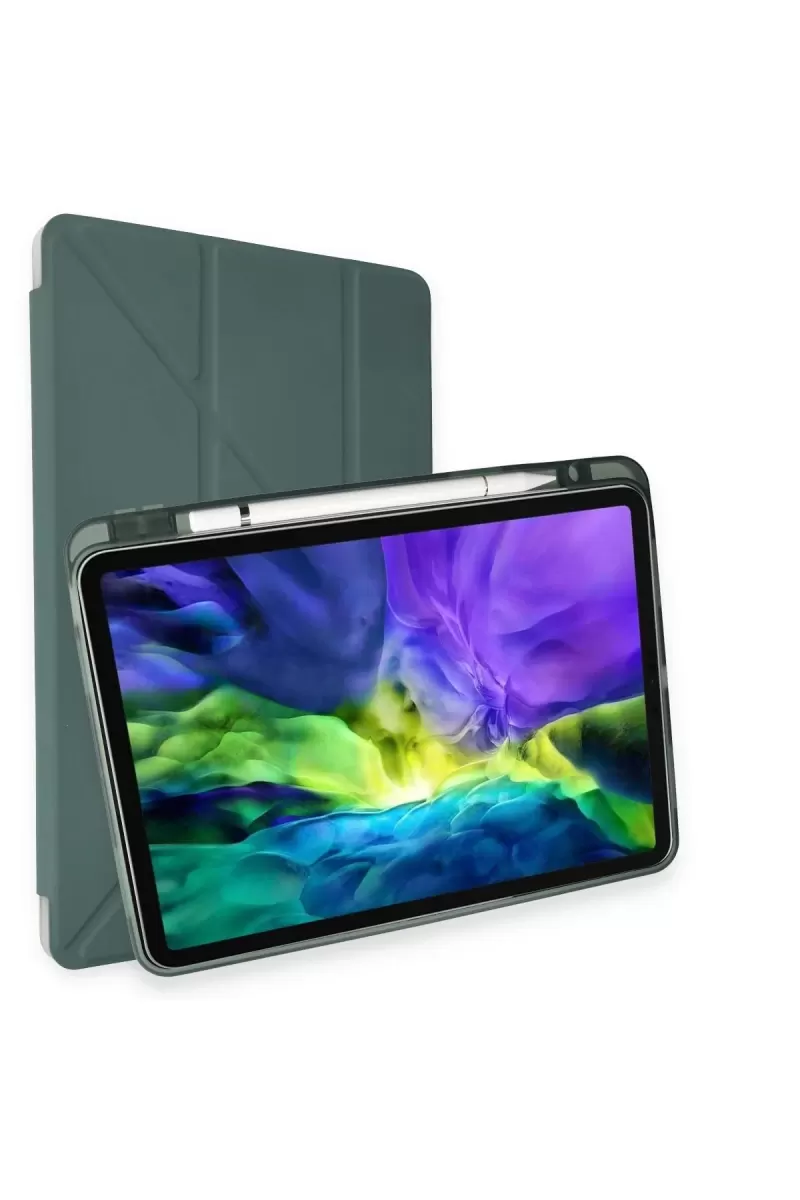 Newface Apple iPad Pro 11 (2021) Kılıf Kalemlikli Hugo Tablet Kılıfı - Koyu Yeşil