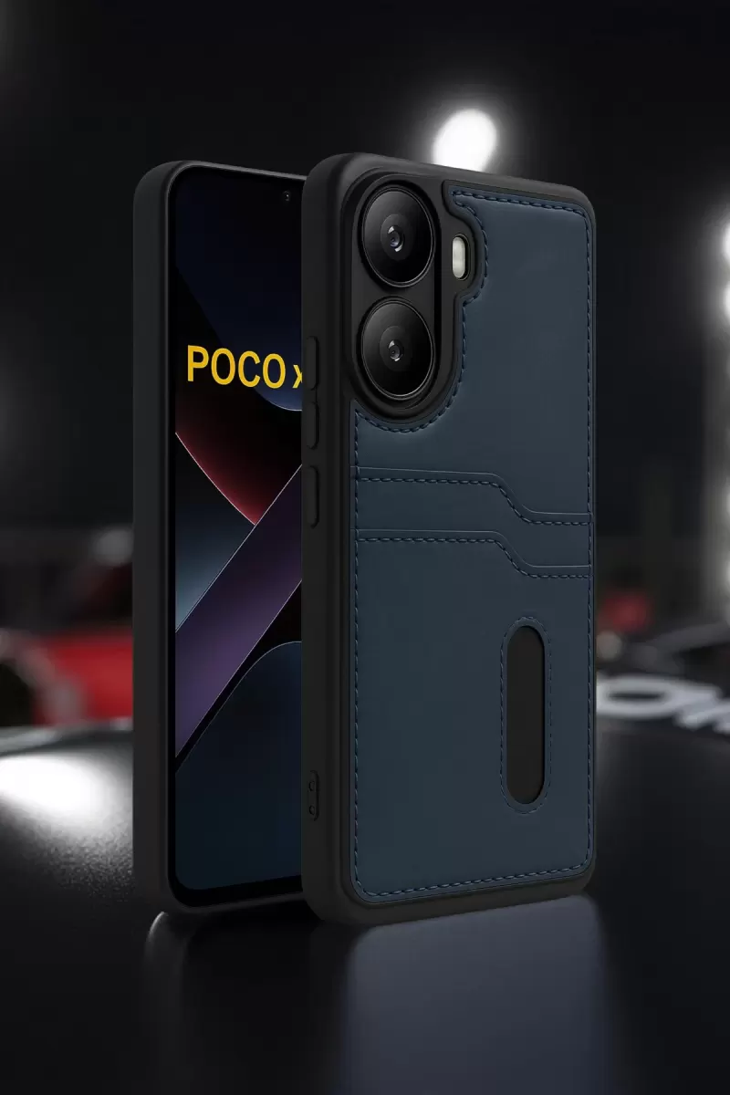 Newface Xiaomi Poco X7 Pro Kılıf Sara Kartvizitli Deri Kılıf - Koyu Yeşil