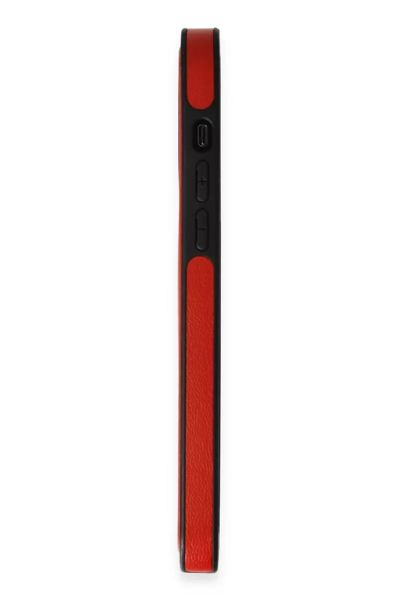 Newface Apple iPhone 13 Pro Max Kılıf Ozzi Magsafe Deri Kapak - Kırmızı