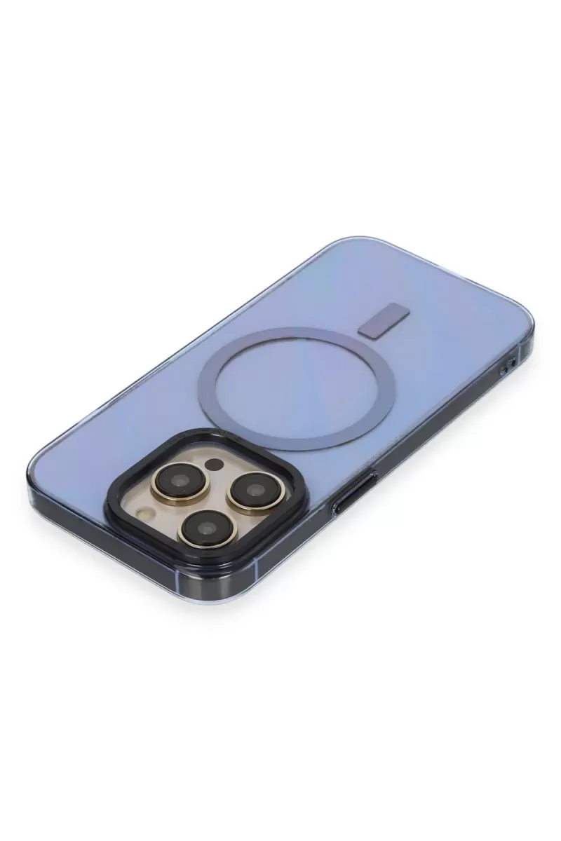 Newface Apple iPhone 14 Pro Max Kılıf Anka PC Magneticsafe Sert Metal Kapak - Sierra Blue