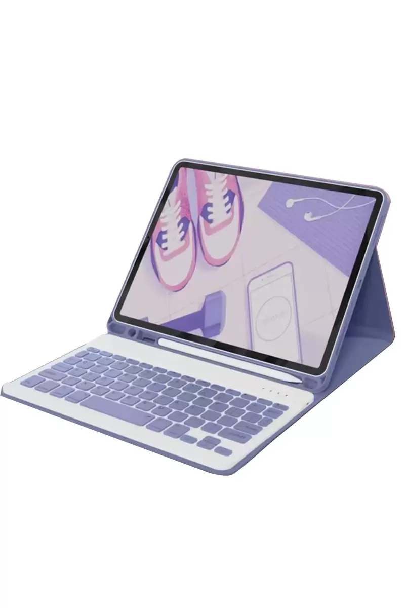 Newface Apple iPad 2022 10.9 (10.nesil) Kılıf KC01 Smart Klavyeli Tablet Kılıfı - Derin Mor