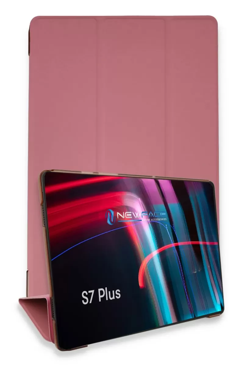 Newface Samsung Galaxy T970 Tab S7 Plus 12.4 Kılıf Tablet Smart Kılıf - Pembe