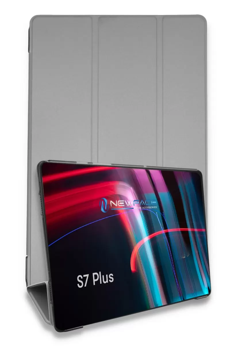 Newface Samsung Galaxy T970 Tab S7 Plus 12.4 Kılıf Tablet Smart Kılıf - Gri