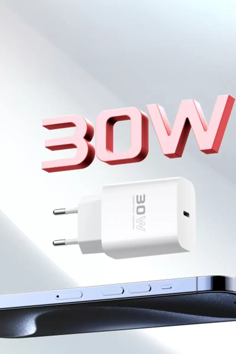 Konfulon C87C 30W Type-C Çıkışlı Ekstra DL50 1M Type-C to Lightning Kablolu PD Şarj Cihazı - Beyaz