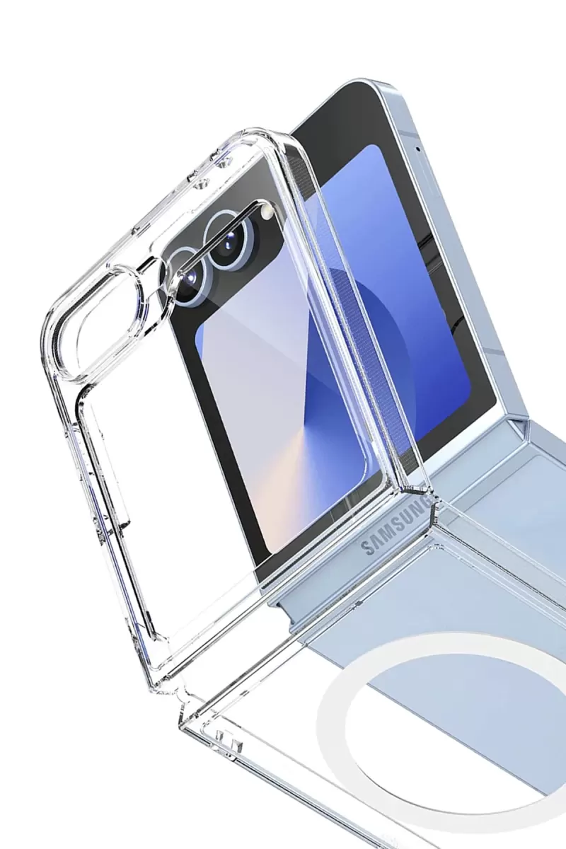 Newface Samsung Galaxy Z Flip 7 Kılıf Magneticsafe Şeffaf Silikon - Şeffaf