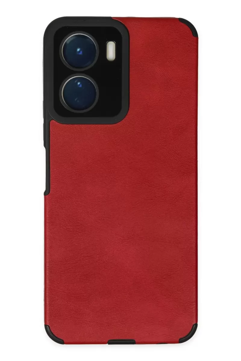 Newface Vivo Y16 Kılıf Loop Deri Silikon - Kırmızı