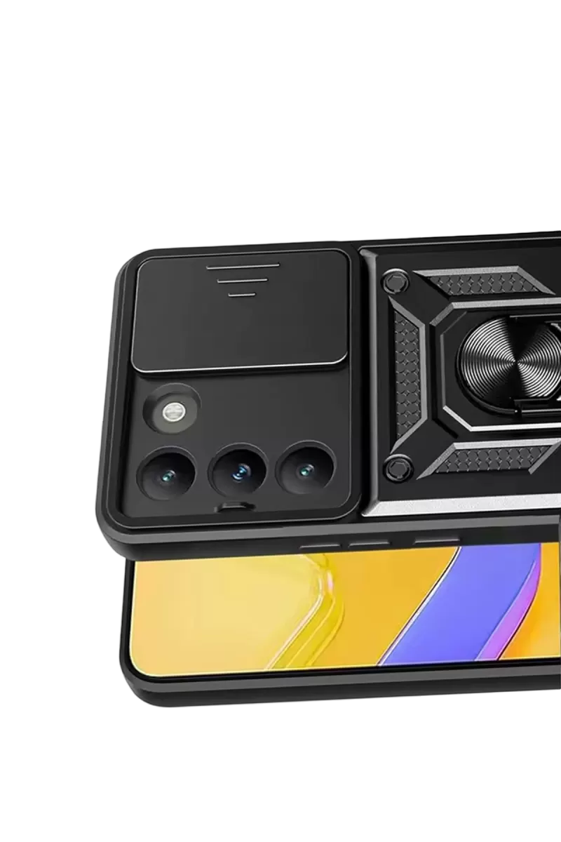 Newface Vivo V30 Lite 4G Pars Lens Yüzüklü Silikon - Siyah