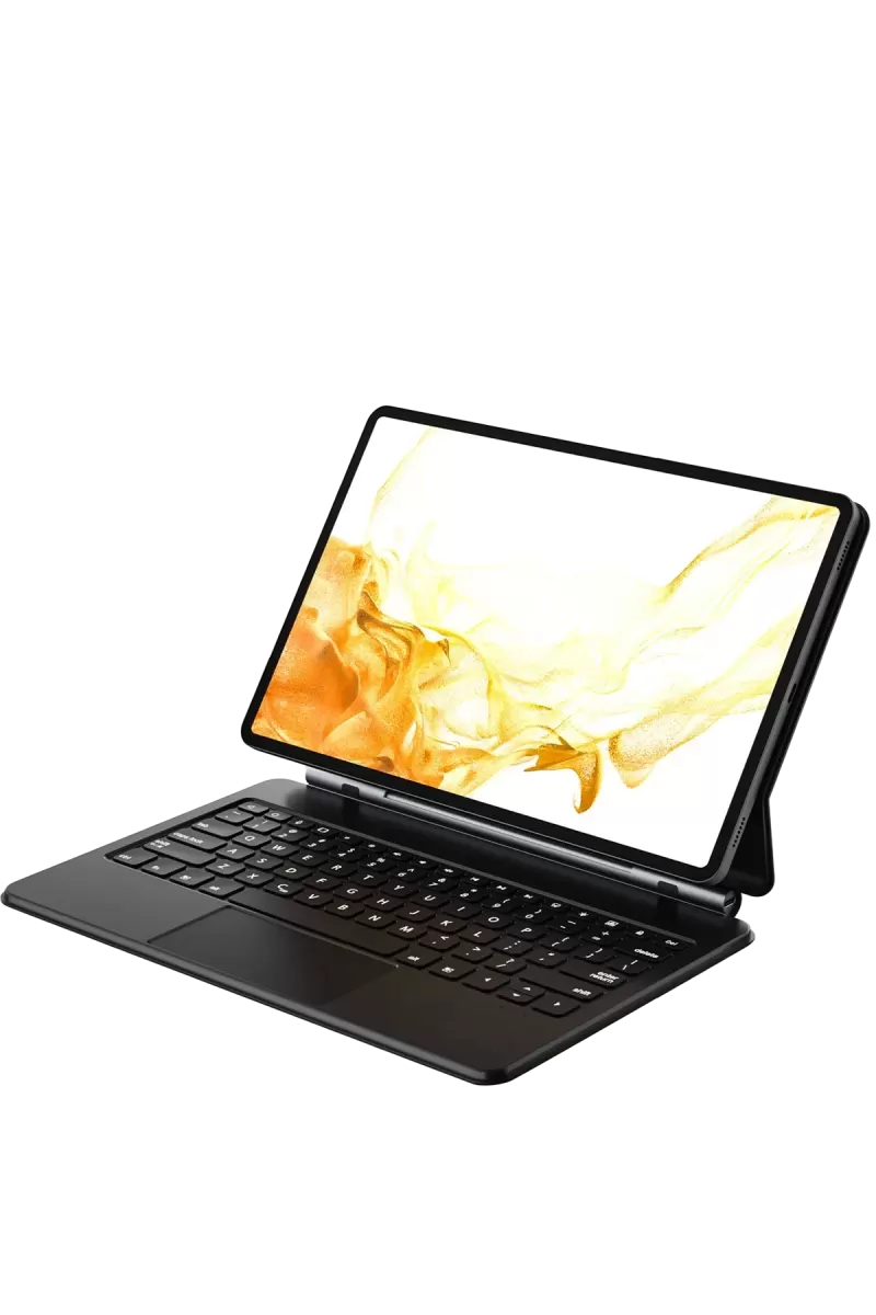 Newface Samsung Galaxy T737 Tab S7 FE 12.4 Kılıf Eternal Ledli Klavyeli Tablet Kılıfı - Siyah