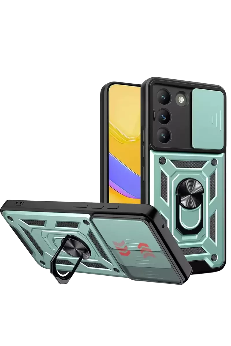 Newface Vivo V30 Lite 4G Pars Lens Yüzüklü Silikon - Yeşil