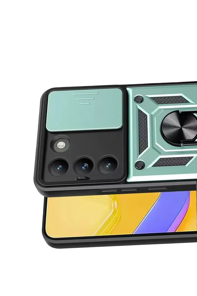 Newface Vivo V30 Lite 4G Pars Lens Yüzüklü Silikon - Yeşil
