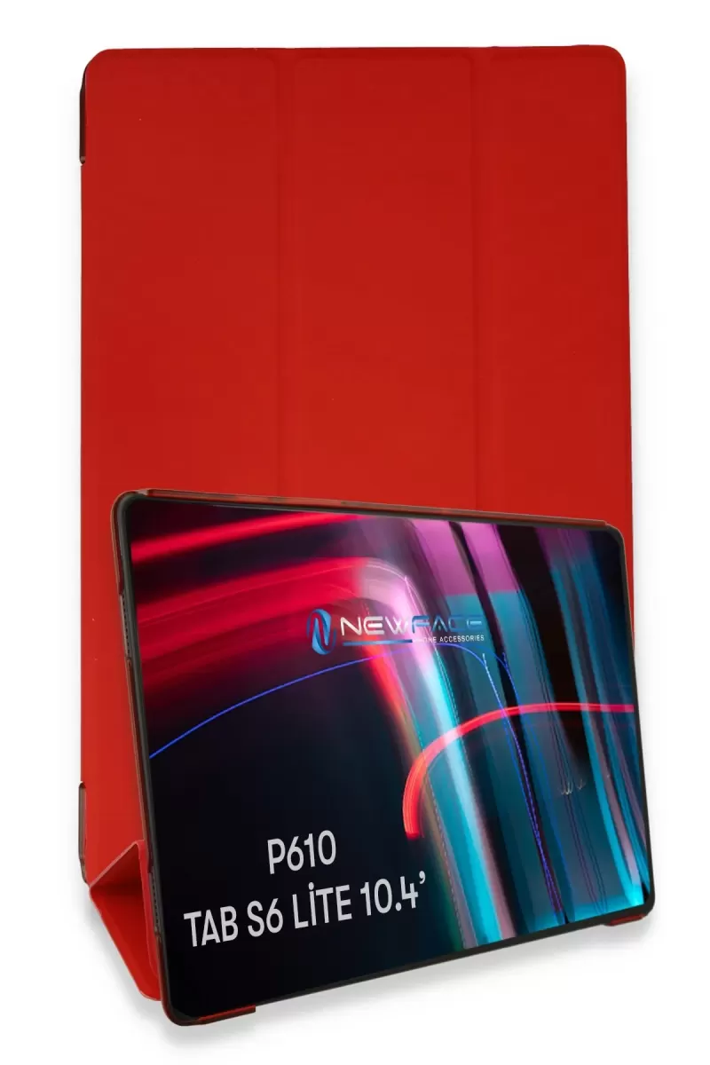 Newface Samsung Galaxy P610 Tab S6 Lite 10.4 Kılıf Tablet Smart Kılıf - Kırmızı
