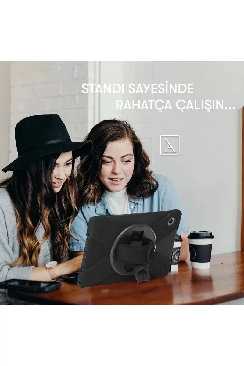 Newface Samsung Galaxy X200 Tab A8 10.5 Kılıf Amazing Tablet Kapak - Siyah
