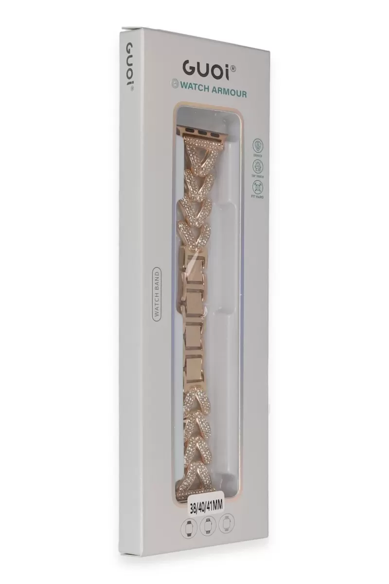 Newface Apple Watch 38mm Node Taşlı Kordon - Rose Gold