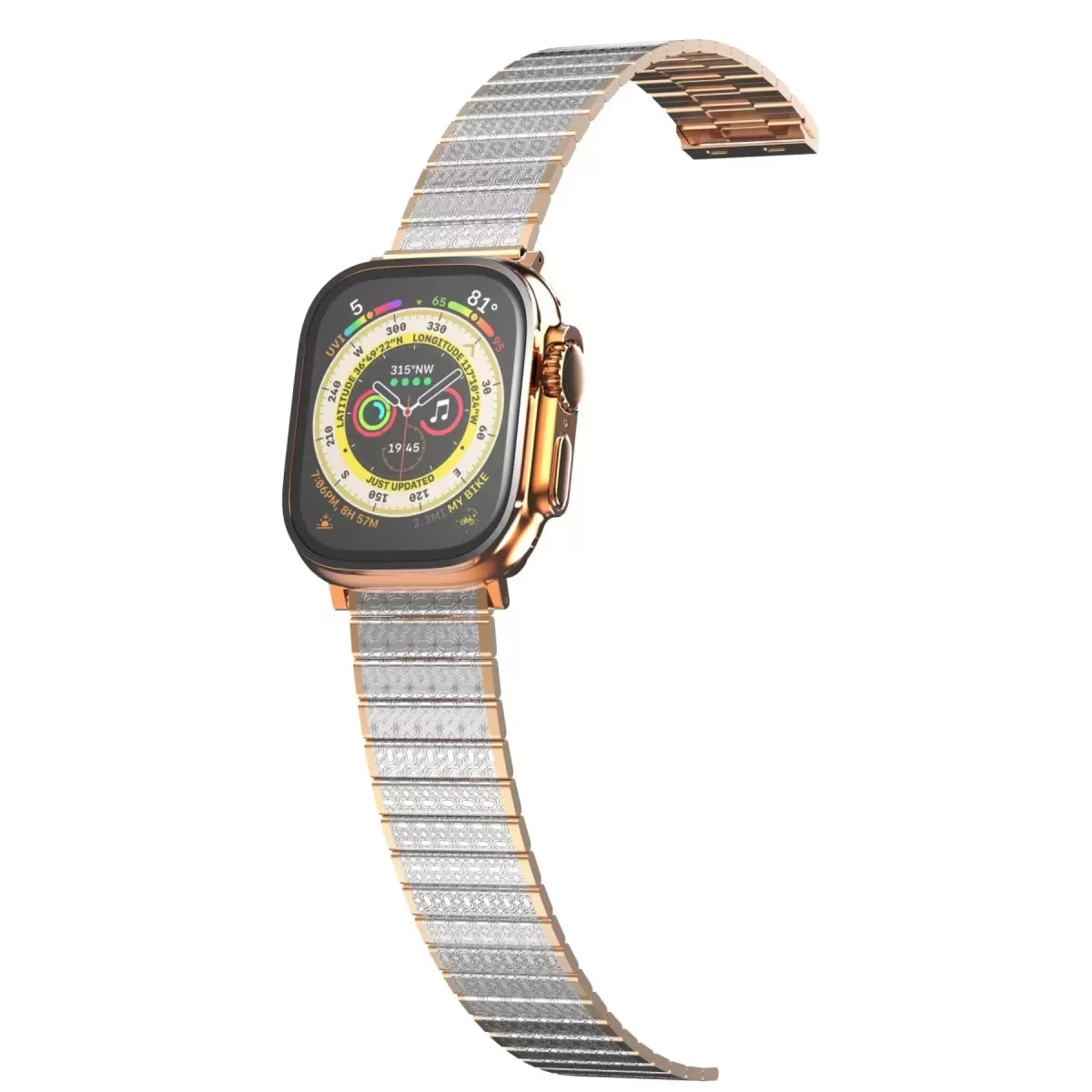 Newface Apple Watch 42mm Made Metal Kordon - Gümüş-Rose Gold