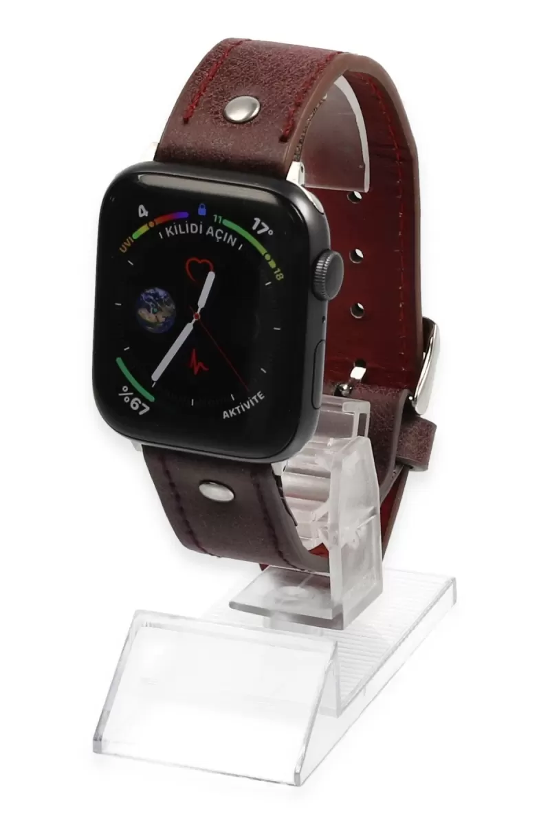 Newface Apple Watch 42mm NL18 Deri Kordon - Derin Mor