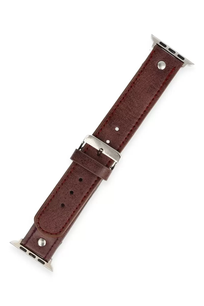 Newface Apple Watch 42mm NL18 Deri Kordon - Derin Mor