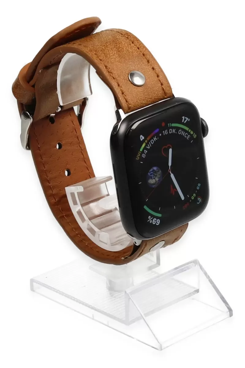 Newface Apple Watch 42mm NL18 Deri Kordon - Taba