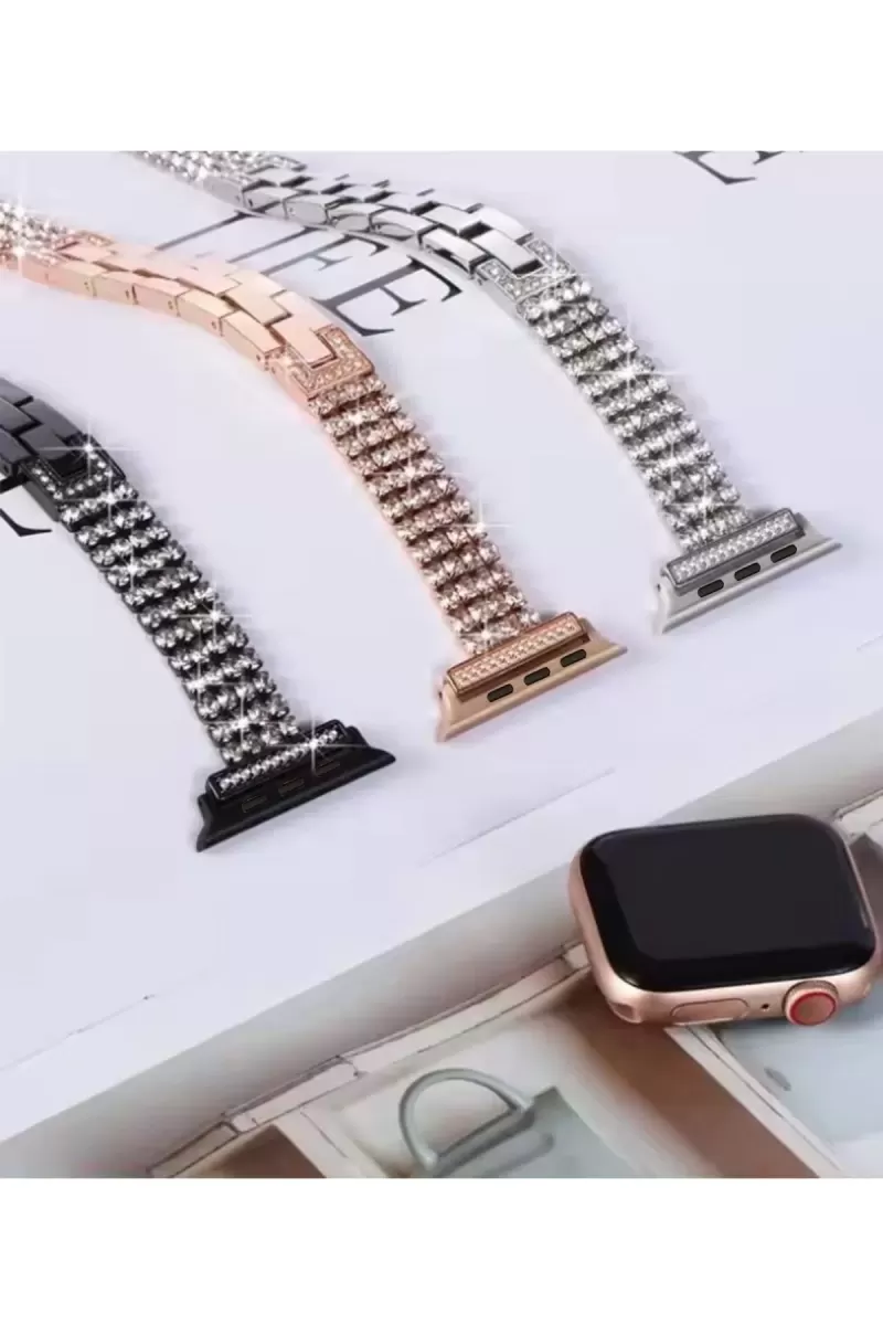 Newface Apple Watch 42mm Live Taşlı Kordon - Gümüş