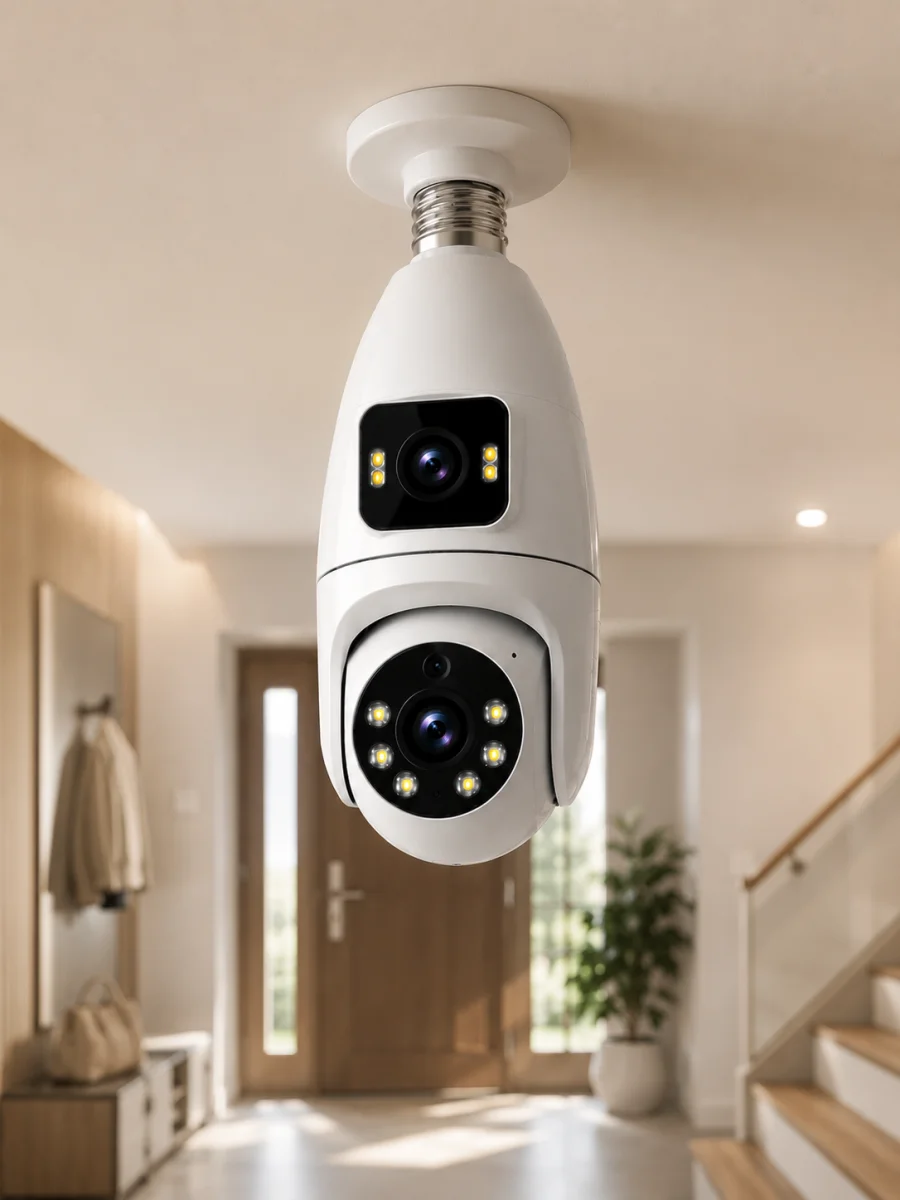 360° Ev İzleme Wi-Fi Çift Lens Akıllı Ampul Kamera