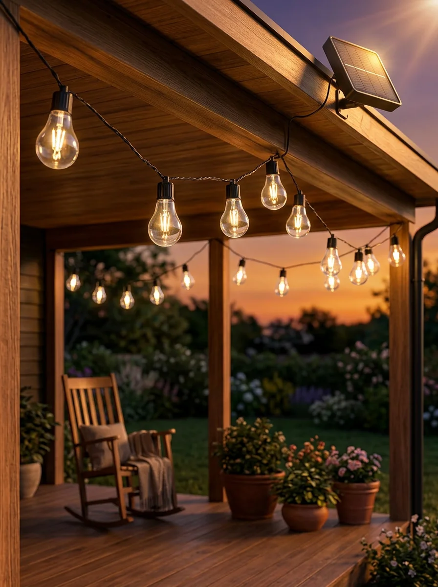 Güneş Enerjili Dekoratif LED Ampul Dize Işık Bahçe Balkon ve Teras Aydınlatması