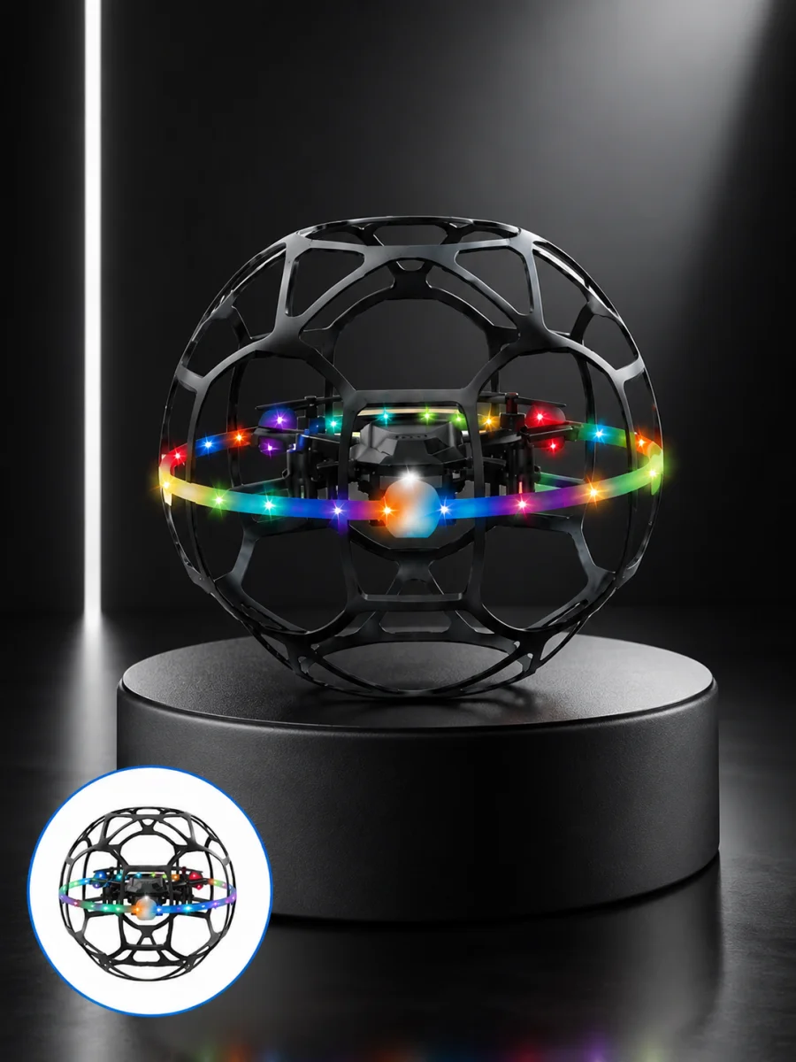 El Hareketi Kontrollü Futbol Topu Tasarımlı Drone LED Işıklı