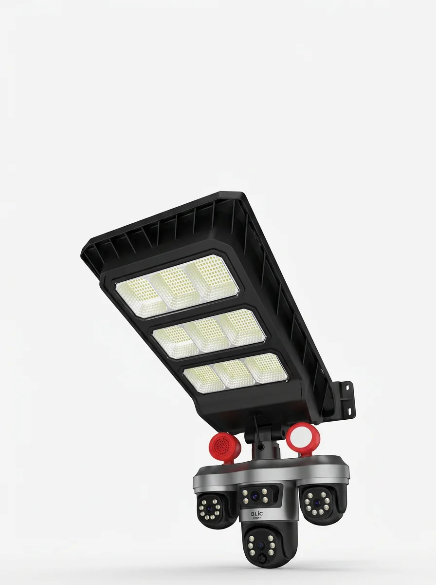 Solar Panelli Akıllı Güvenlik Kamerası LED Projektörlü