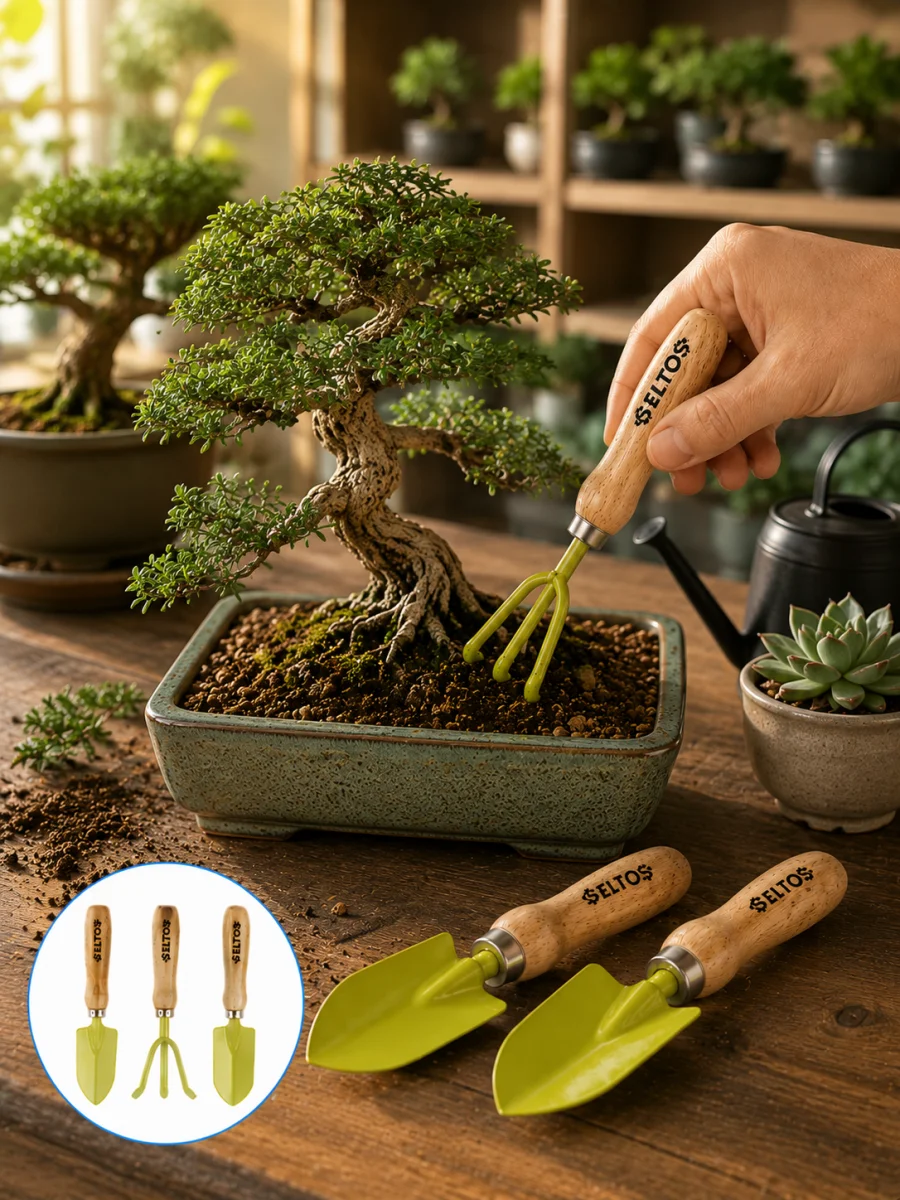 Saksı Bitkileri İçin Bahçe El Aleti Seti Ergonomik Ahşap Saplı