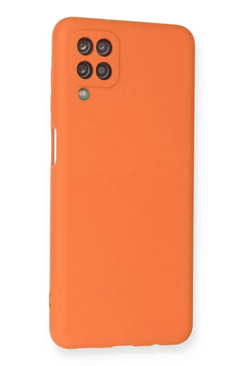 Newface Samsung Galaxy A12 Kılıf Nano içi Kadife Silikon - Turuncu