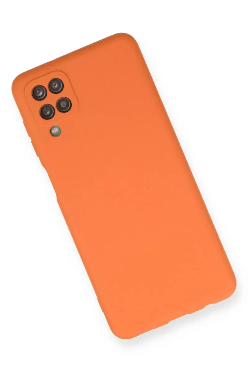Newface Samsung Galaxy A12 Kılıf Nano içi Kadife Silikon - Turuncu