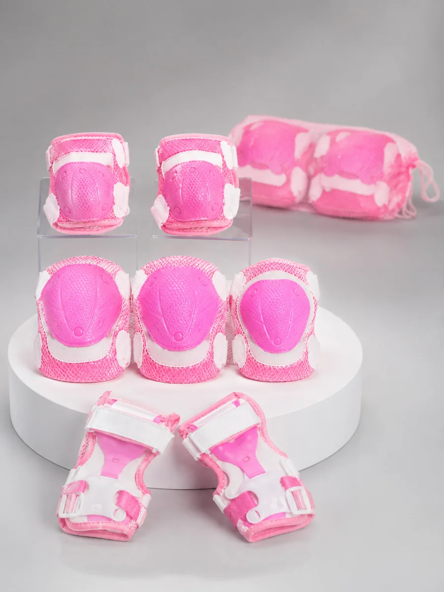 Pembe Çocuk Kaykay Paten Scooter Bisiklet Koruyucu Dizlik