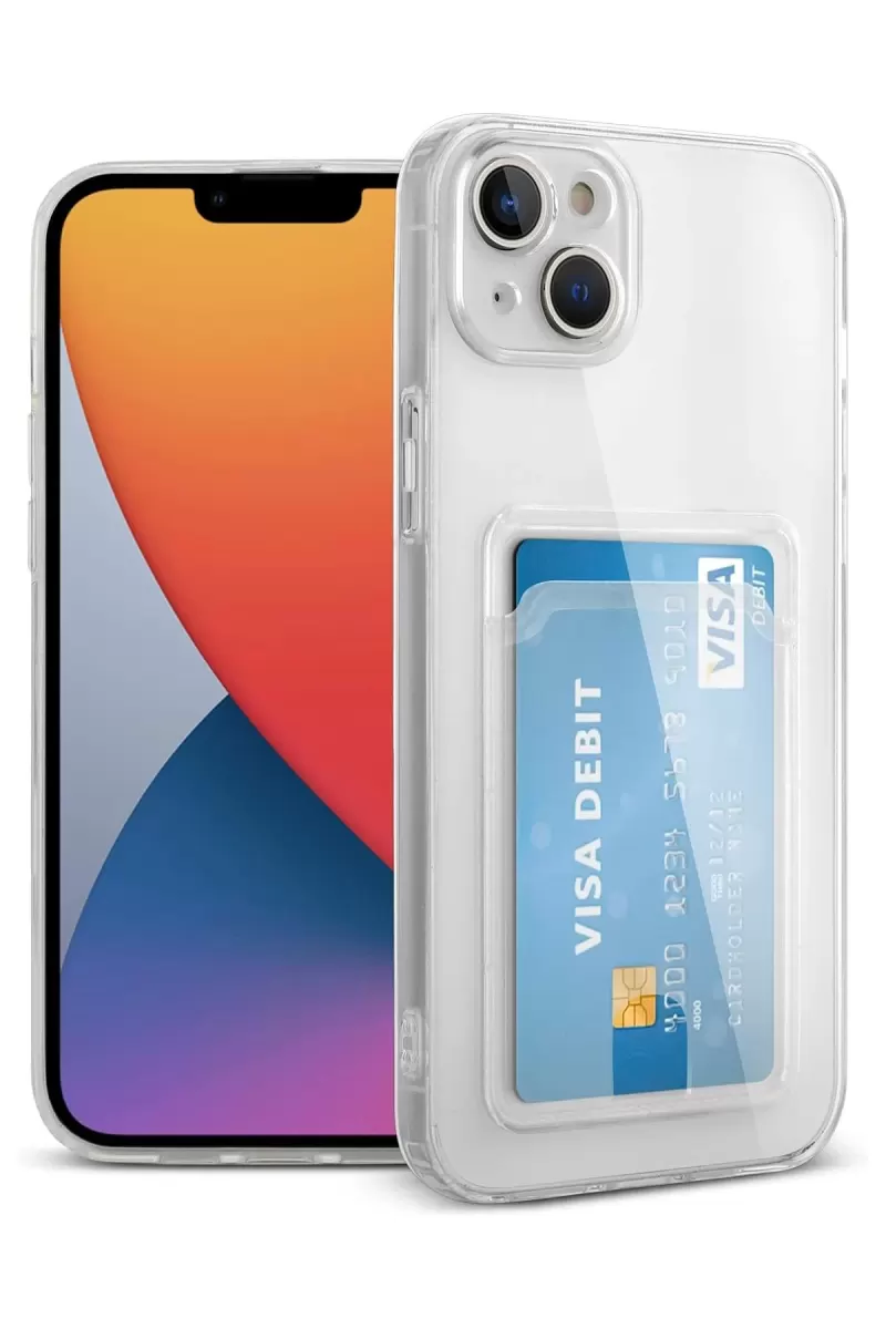 Newface Apple iPhone 15 Kılıf Kart Şeffaf Silikon - Şeffaf