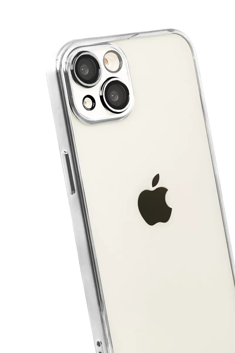 Newface Apple iPhone 15 Razer Lensli Silikon - Gümüş